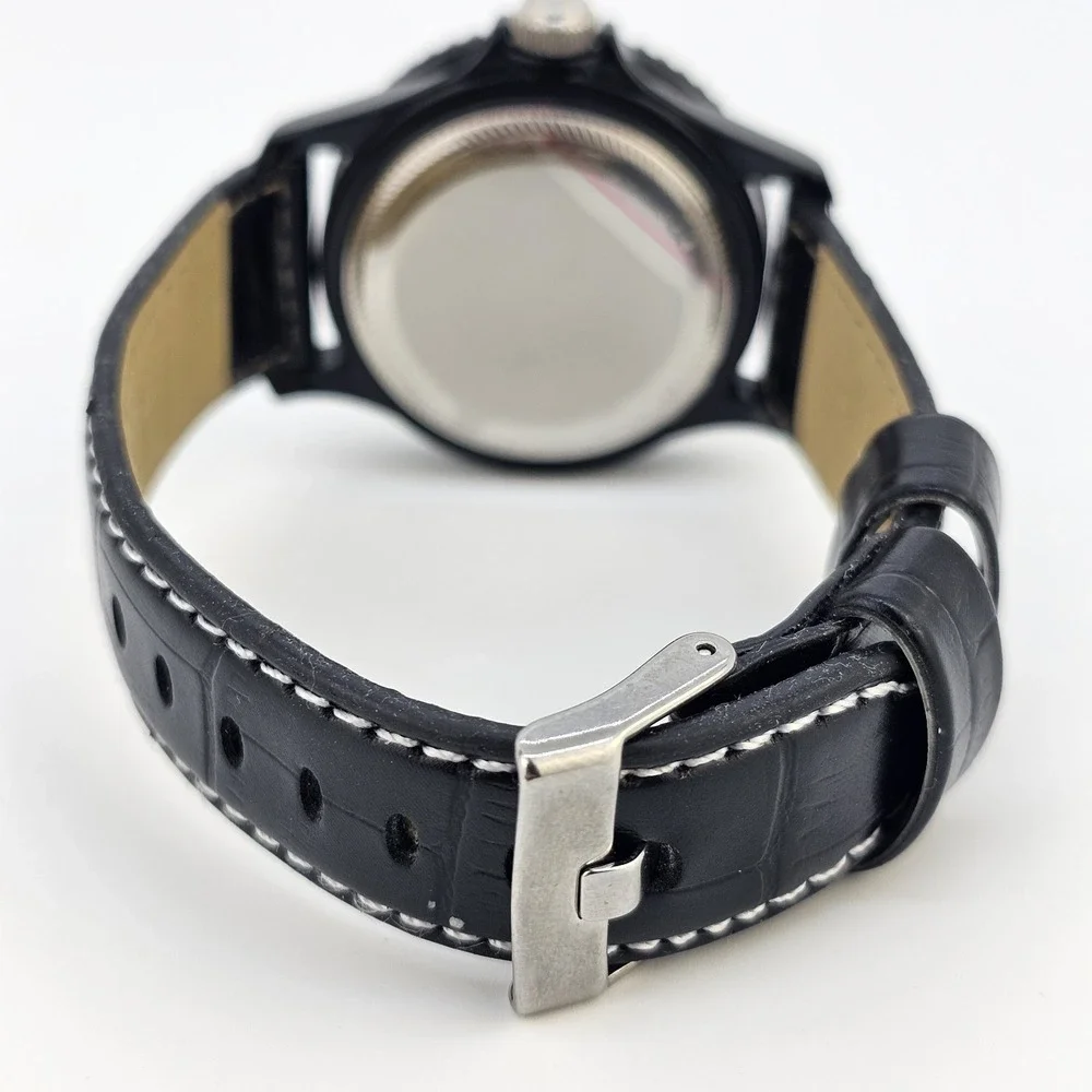 40MM Women's Watch Zebra Dial Black Case Black Leather Bands New Battery‎